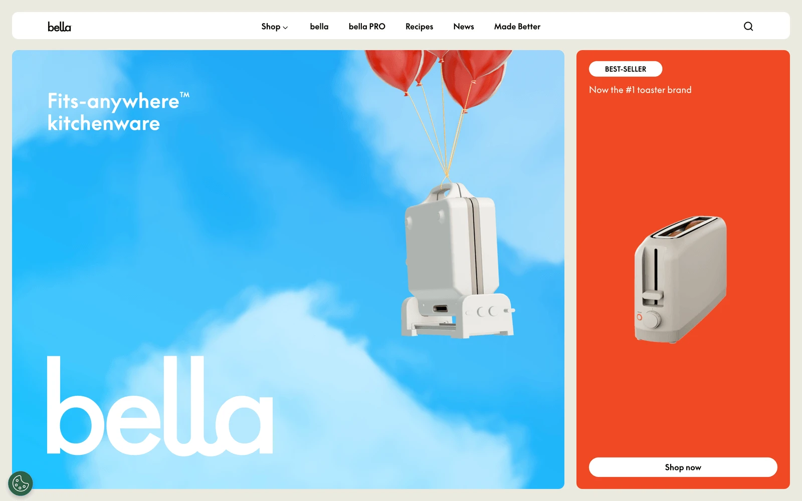 Top screenshot of BellaKitchenware.com