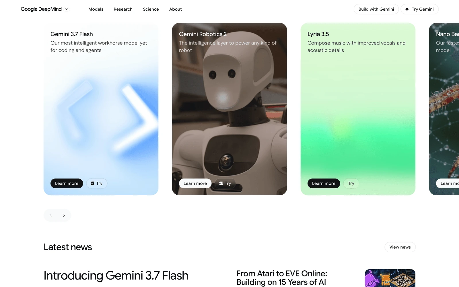 Top screenshot of DeepMind.Google