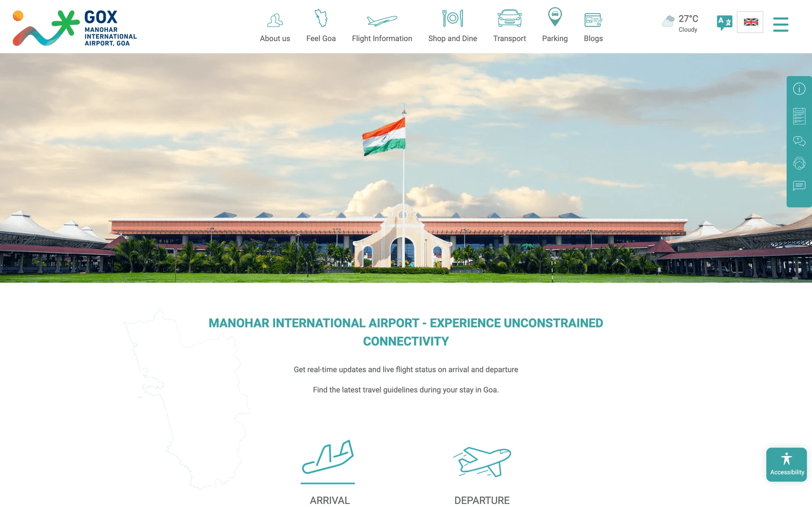 Top screenshot of MIAGoaAirport.com