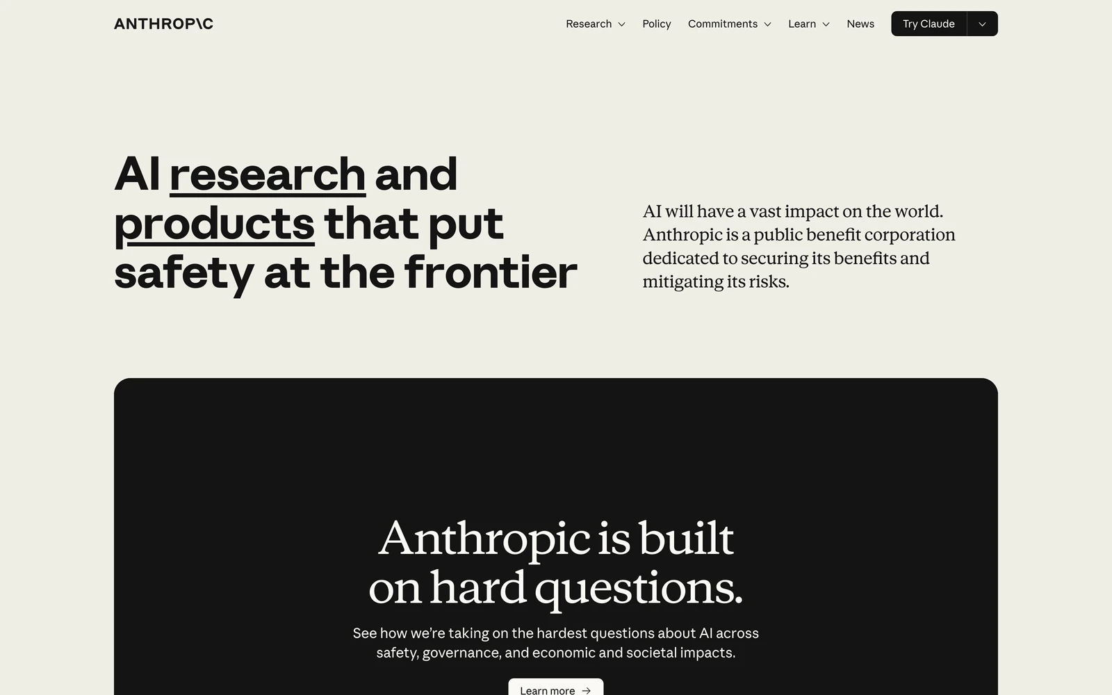 Top screenshot of Anthropic.com
