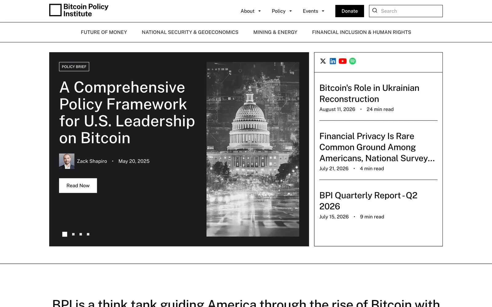 Top screenshot of BTCPolicy.org