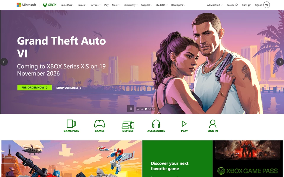 Screenshot of Xbox.com