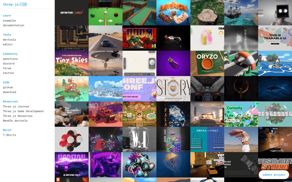 Screenshot of ThreeJS.org