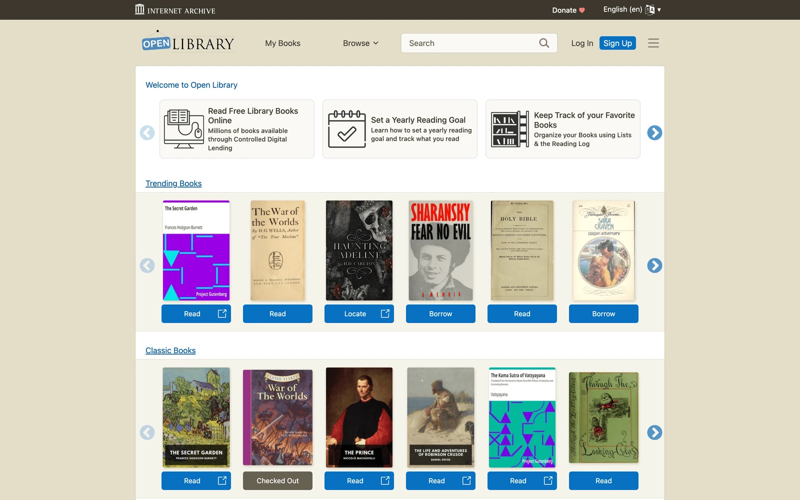 Top screenshot of OpenLibrary.org