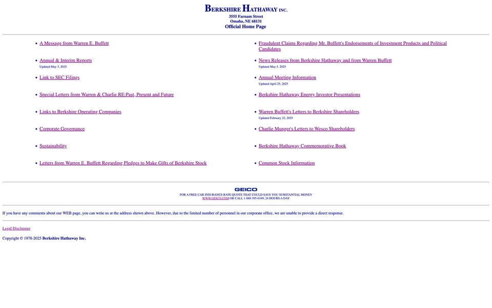 Screenshot of BerkshireHathaway.com