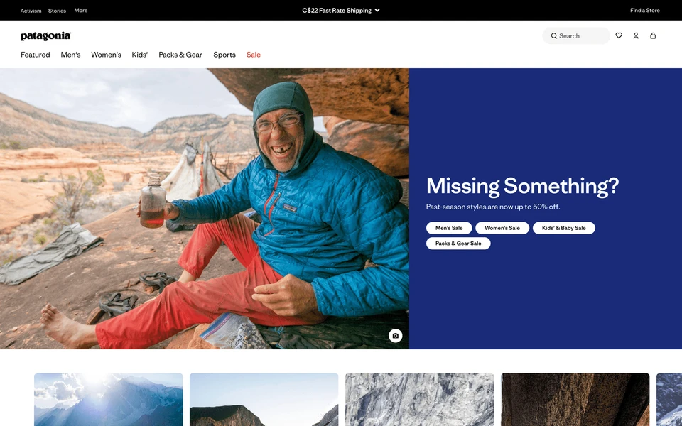 Screenshot of Patagonia.ca
