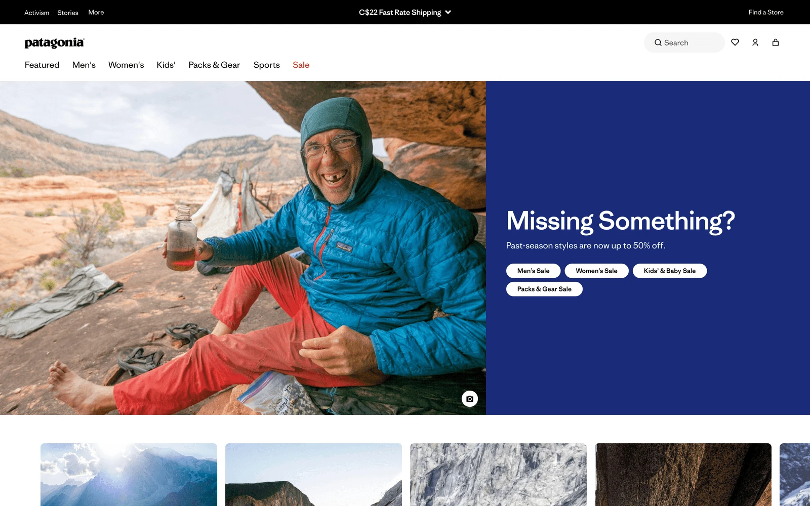 Top screenshot of Patagonia.ca