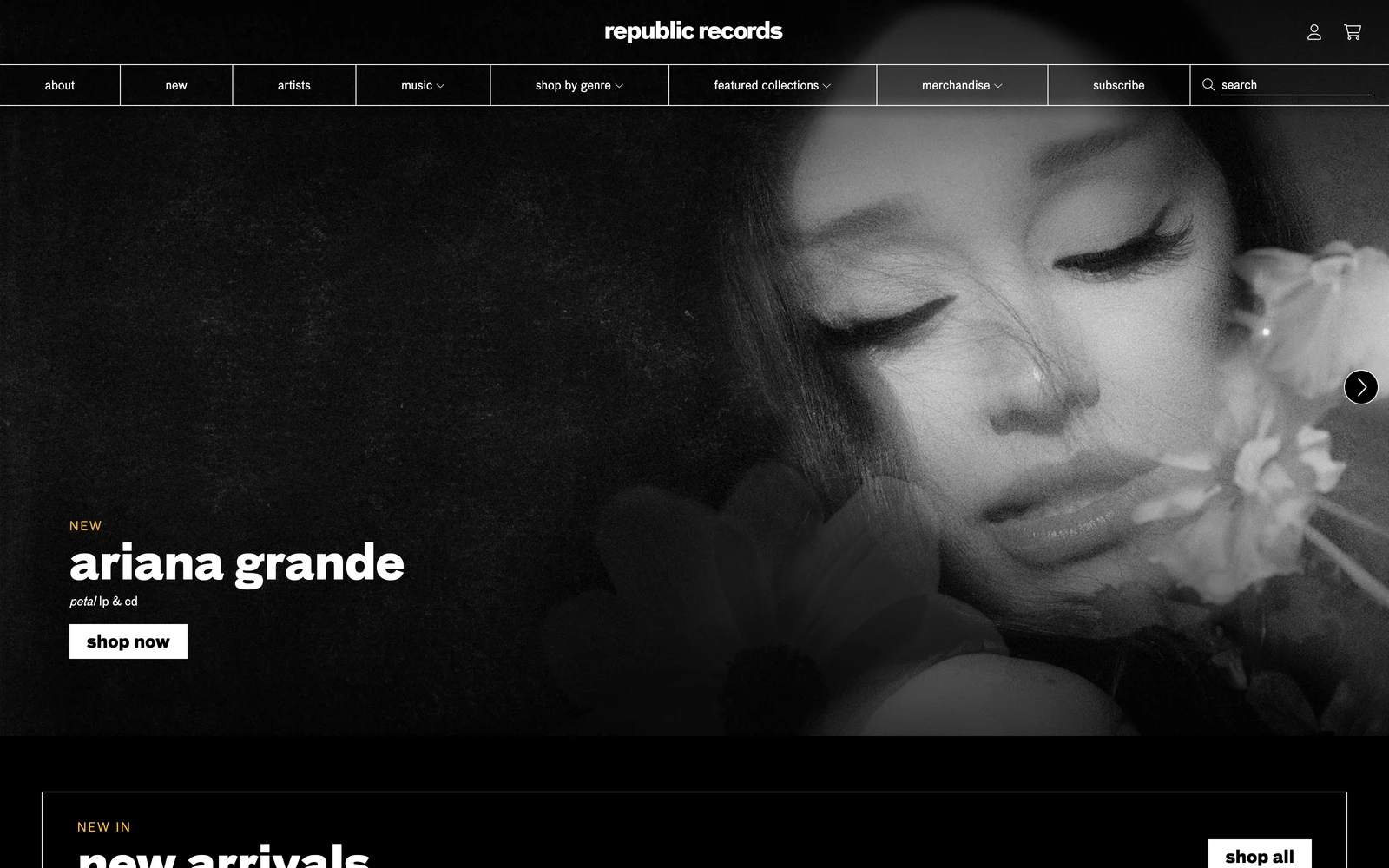 Top screenshot of RepublicRecords.com