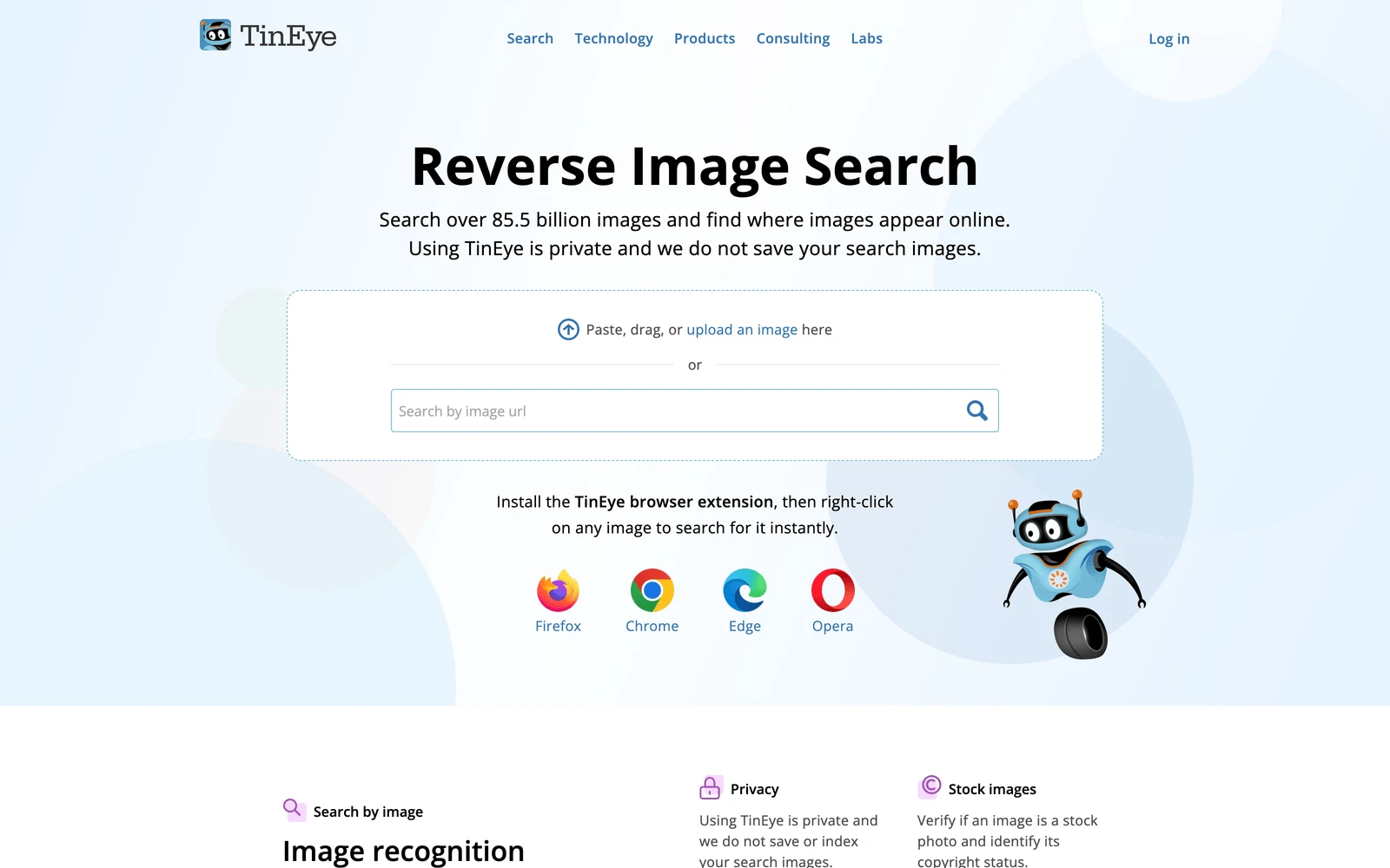 Top screenshot of TinEye.com