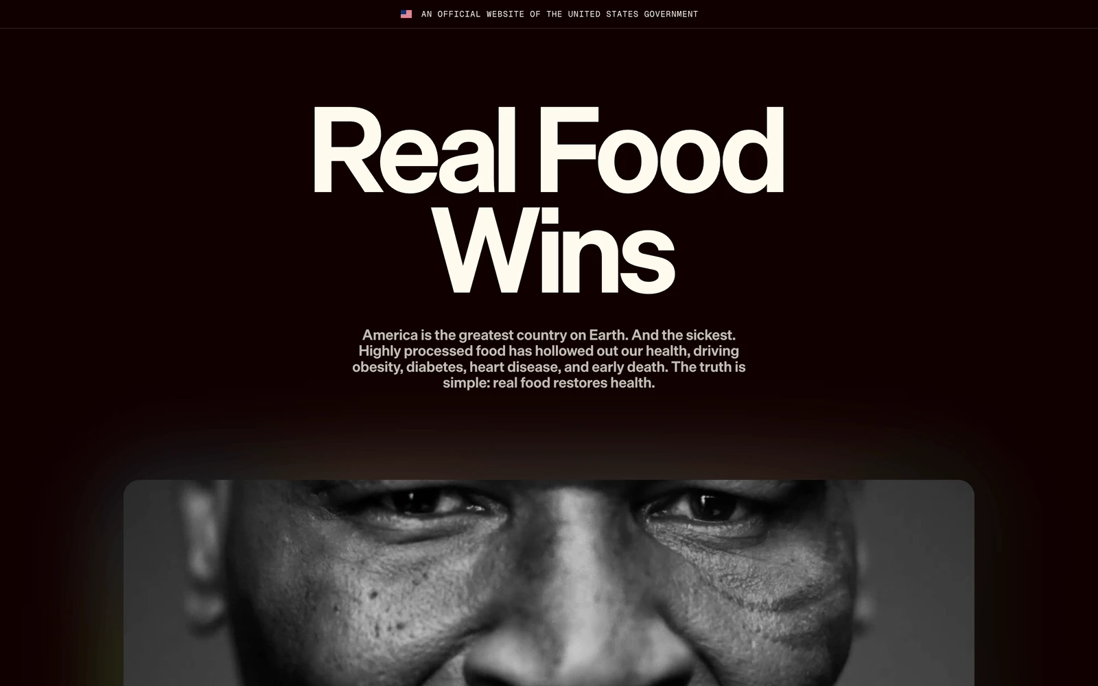 Top screenshot of RealFood.gov