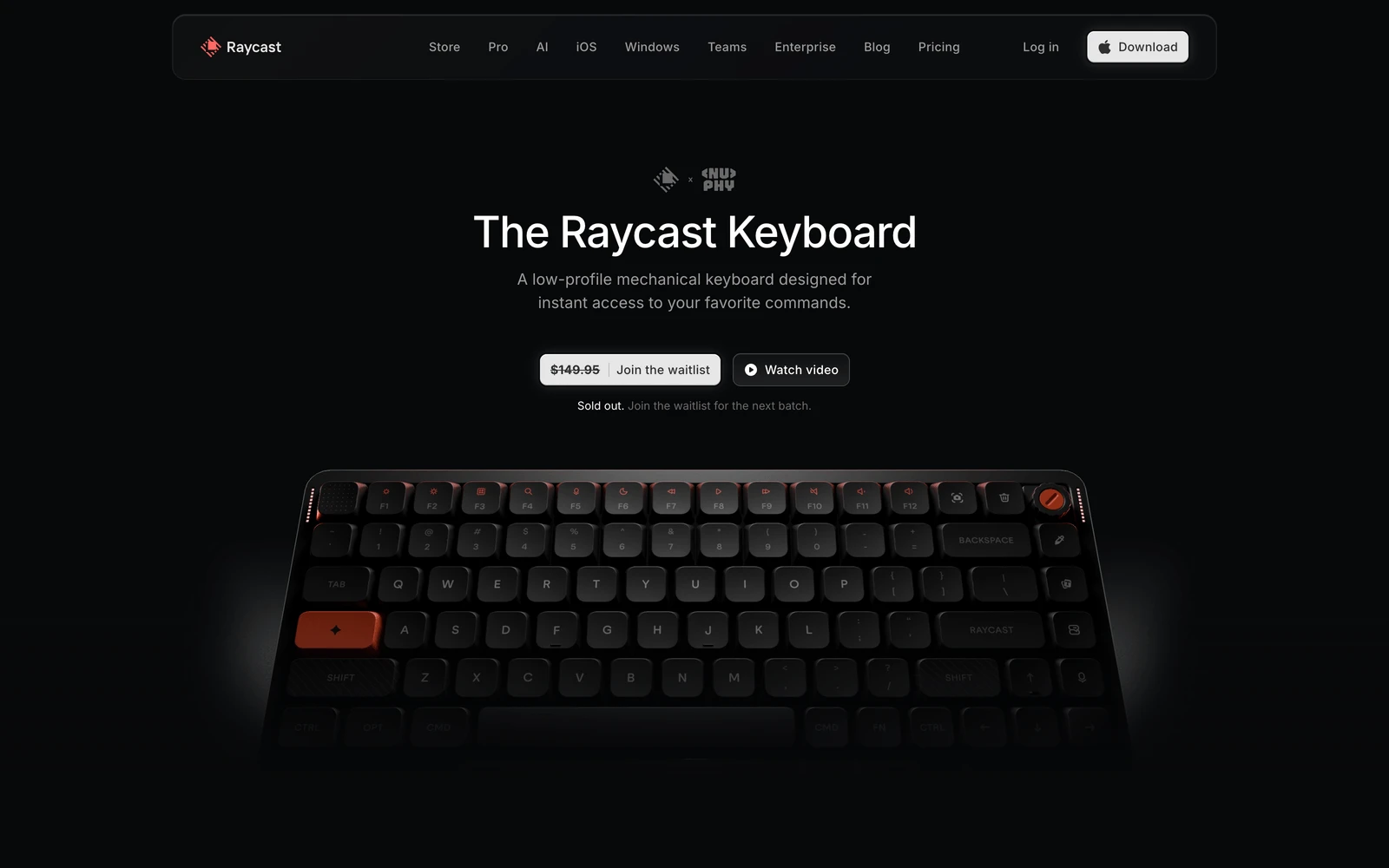Top screenshot of Raycast.com Keyboard