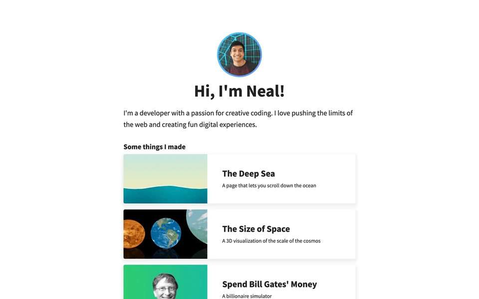 Screenshot of NealAgarwal.me