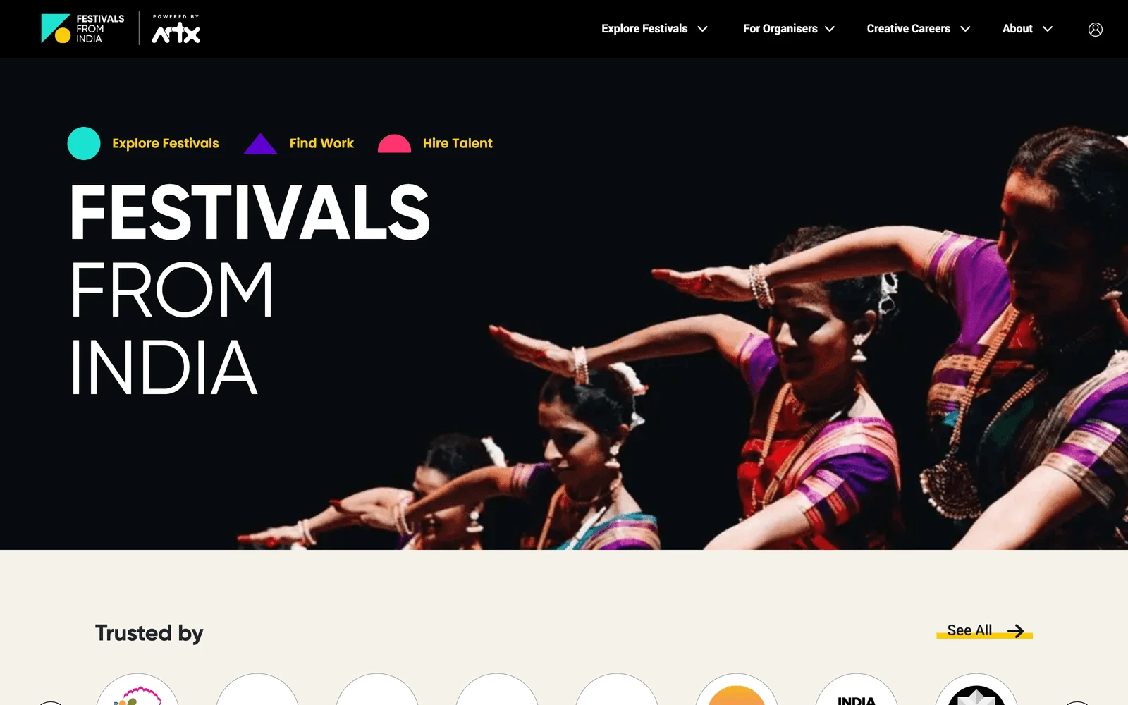 Top screenshot of FestivalsFromIndia.com