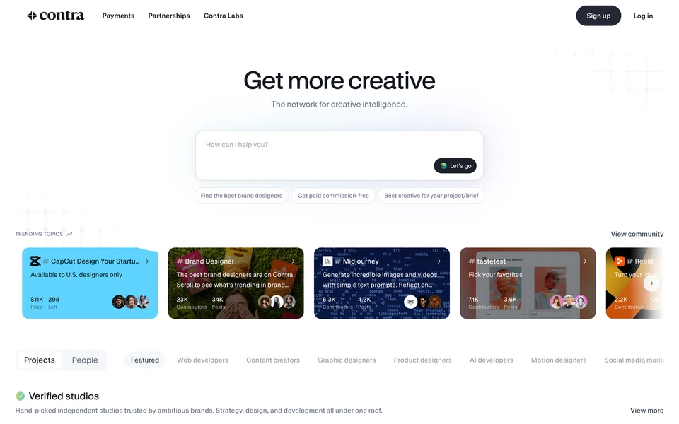 Screenshot of Contra.com