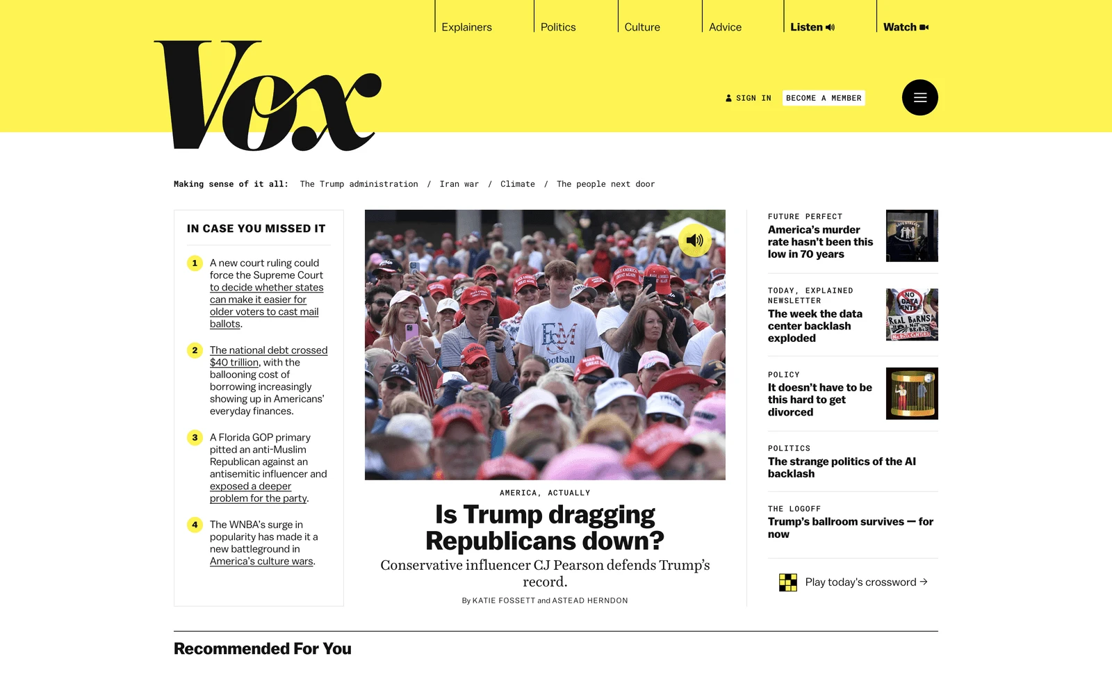 Top screenshot of Vox.com