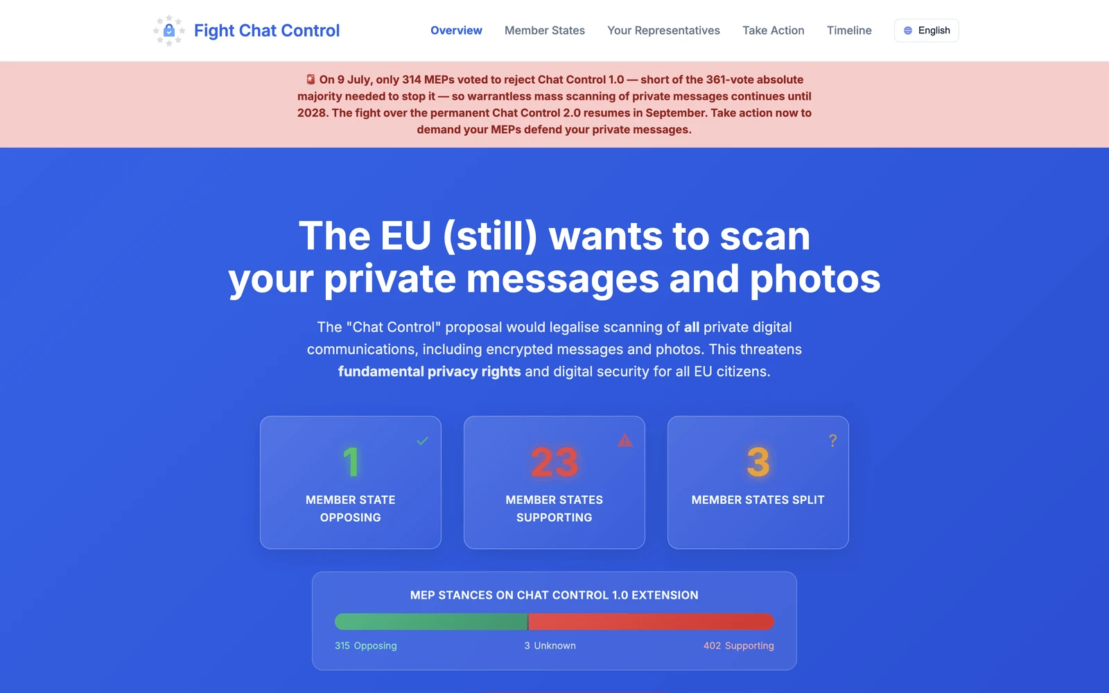 Top screenshot of FightChatControl.eu