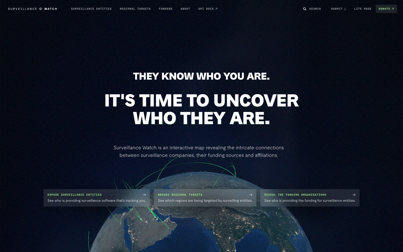 Top screenshot of SurveillanceWatch.io