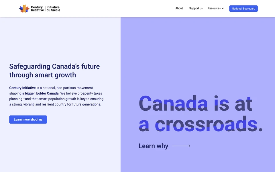 Screenshot of CenturyInitiative.ca