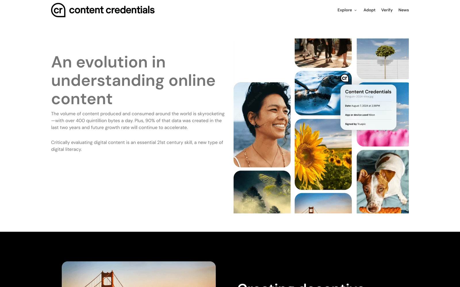 Top screenshot of ContentCredentials.org
