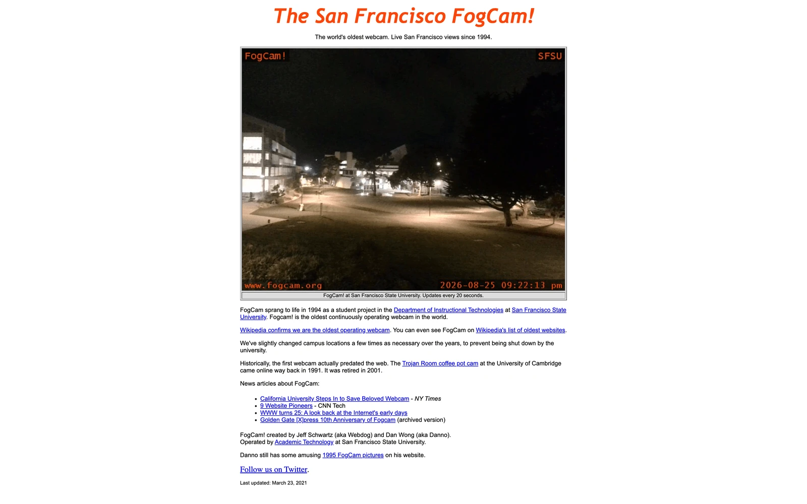 Top screenshot of FogCam.org