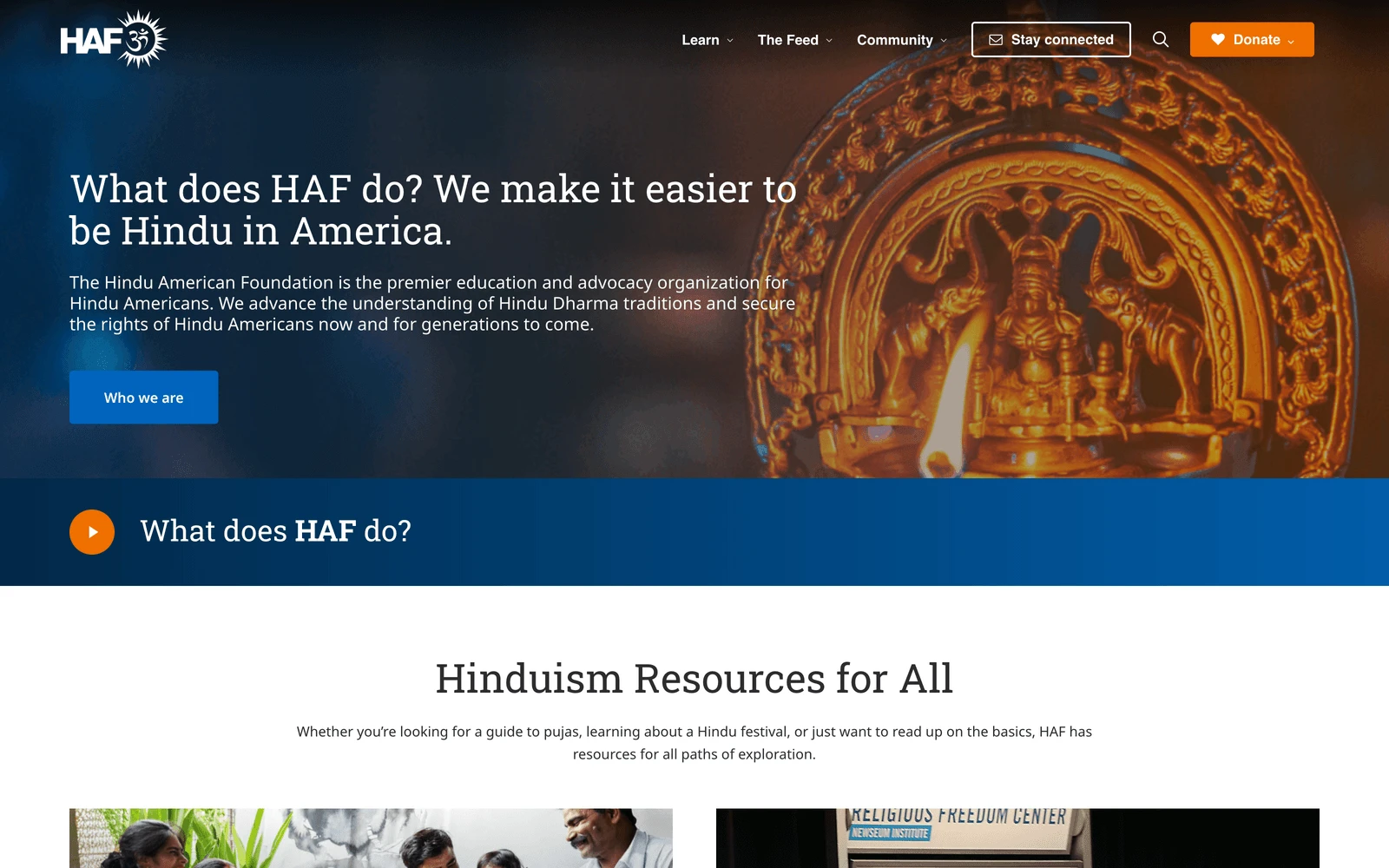 Top screenshot of HinduAmerican.org