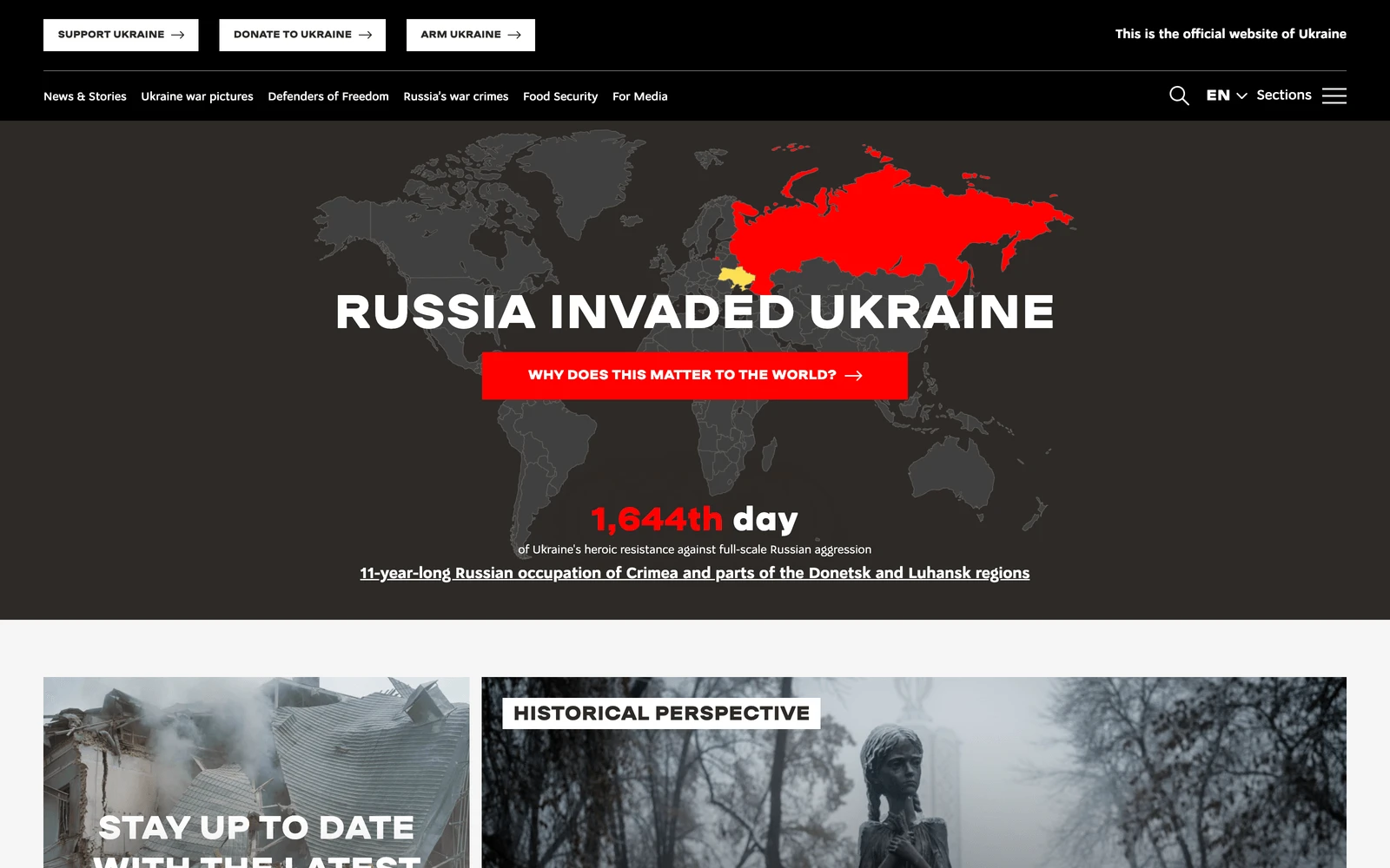 Top screenshot of War.Ukraine.ua
