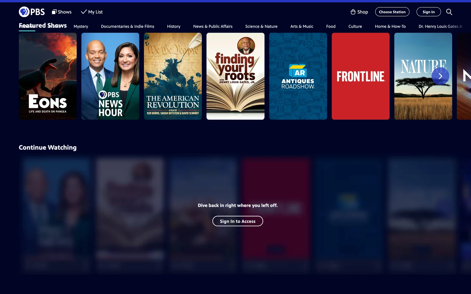 Top screenshot of PBS.org