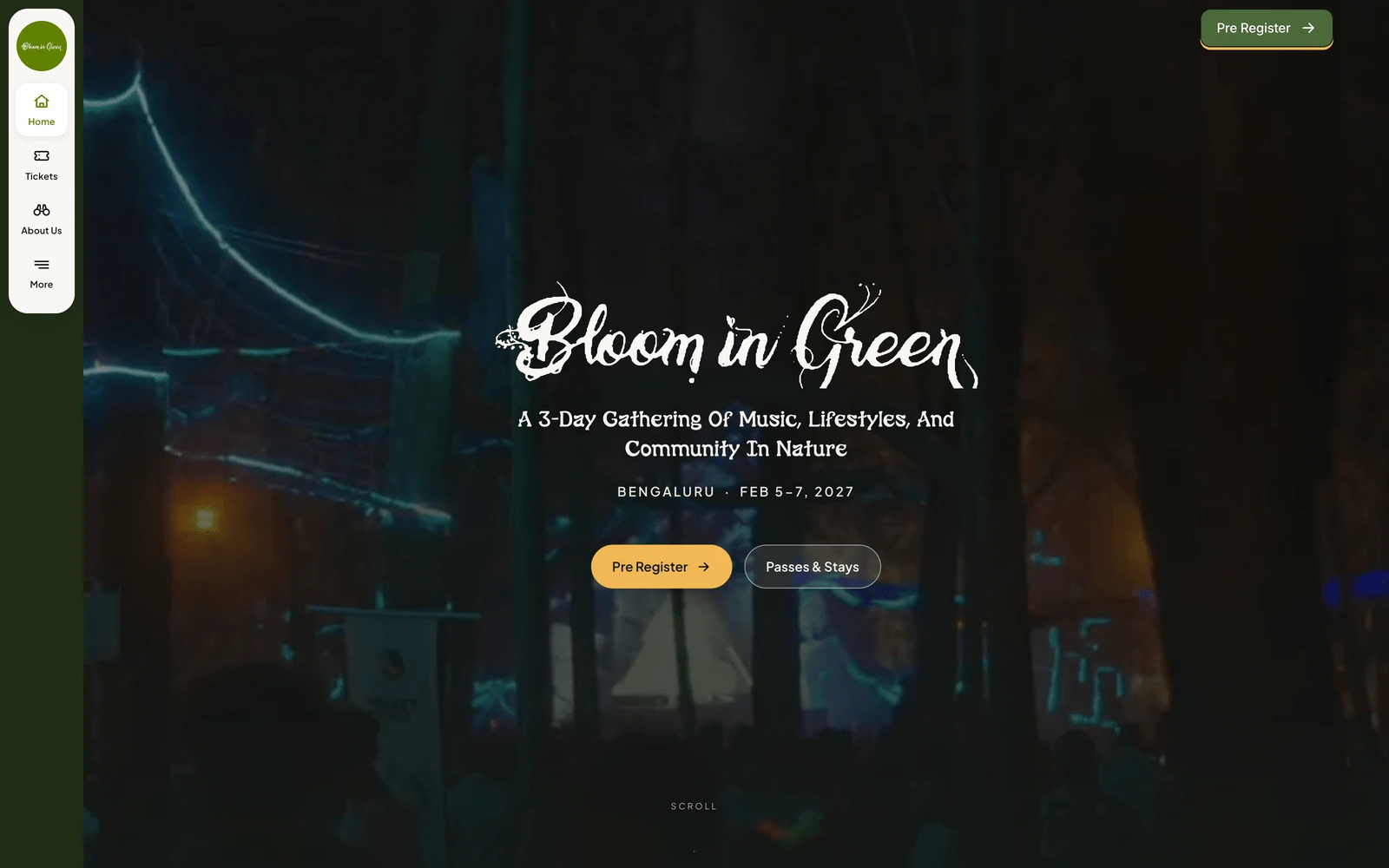Top screenshot of BloomInGreenFestival.com