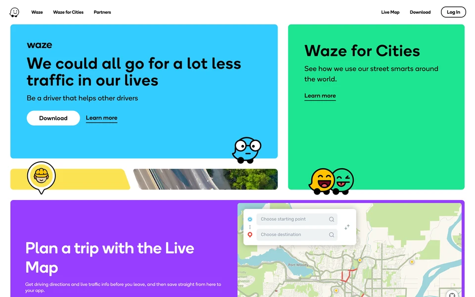 Screenshot of Waze.com