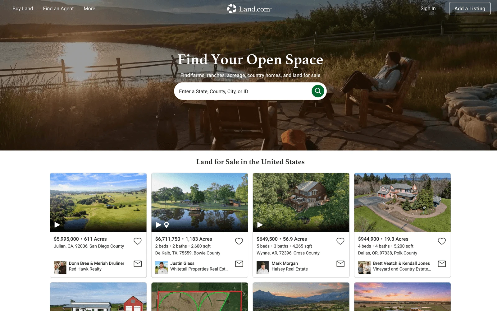 Top screenshot of Land.com