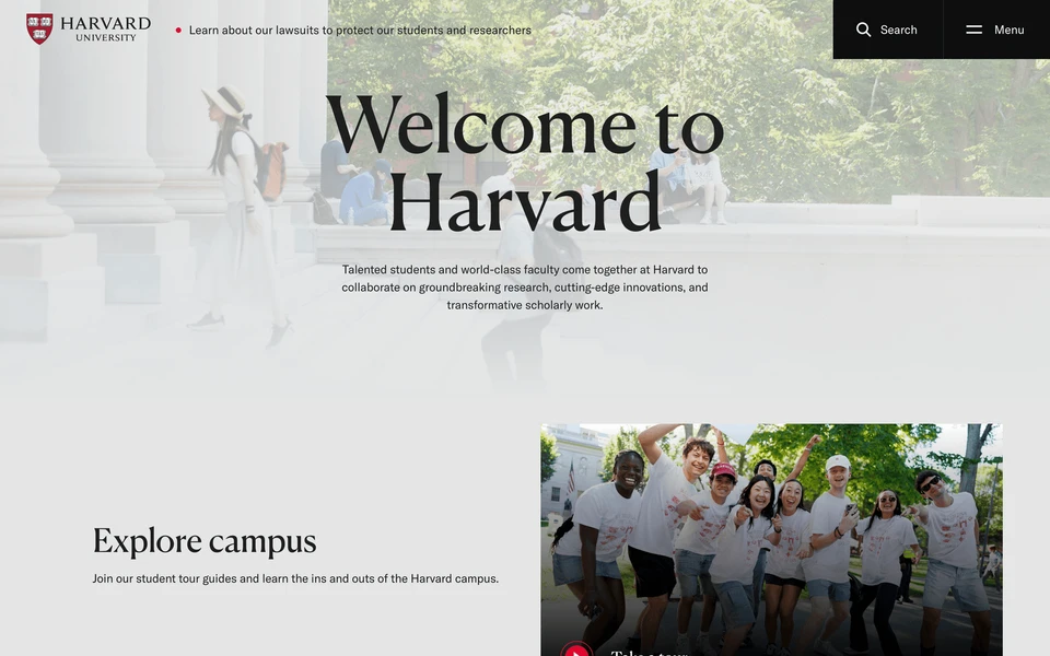 Screenshot of Harvard.edu