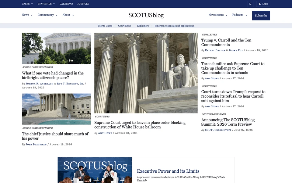 Screenshot of ScotusBlog.com