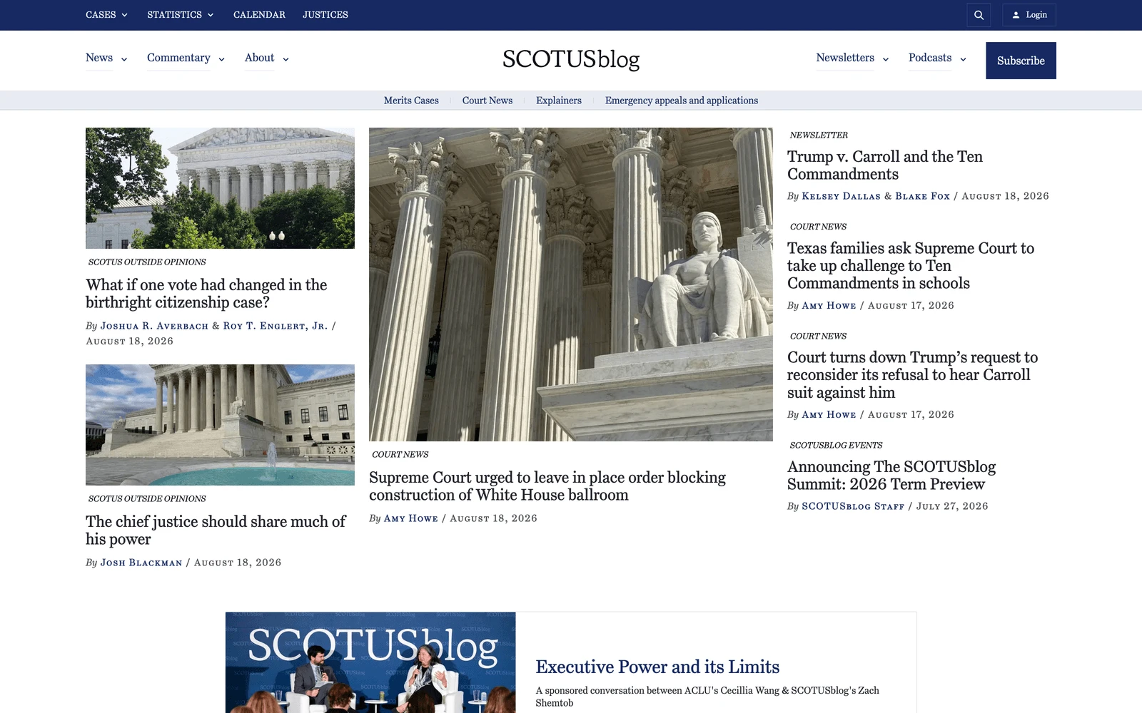 Top screenshot of ScotusBlog.com