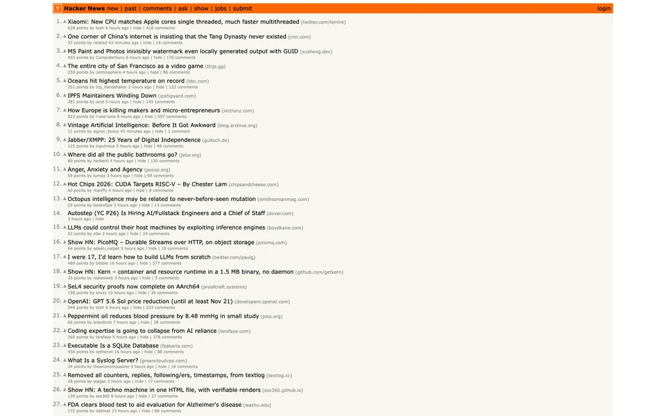 Screenshot of HackerNews.com