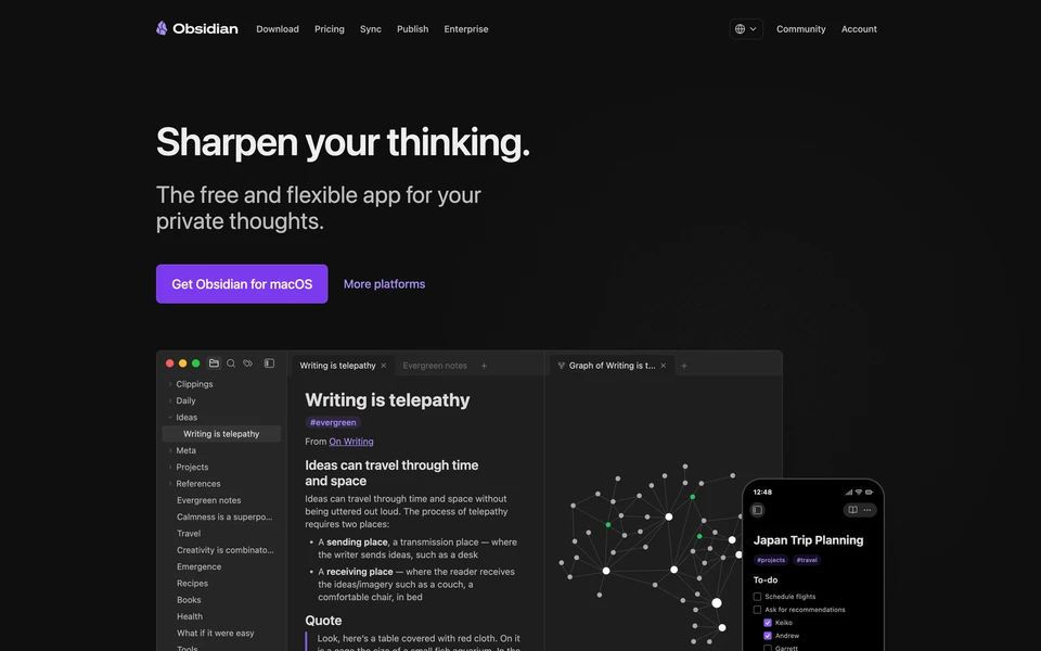 Screenshot of Obsidian.md