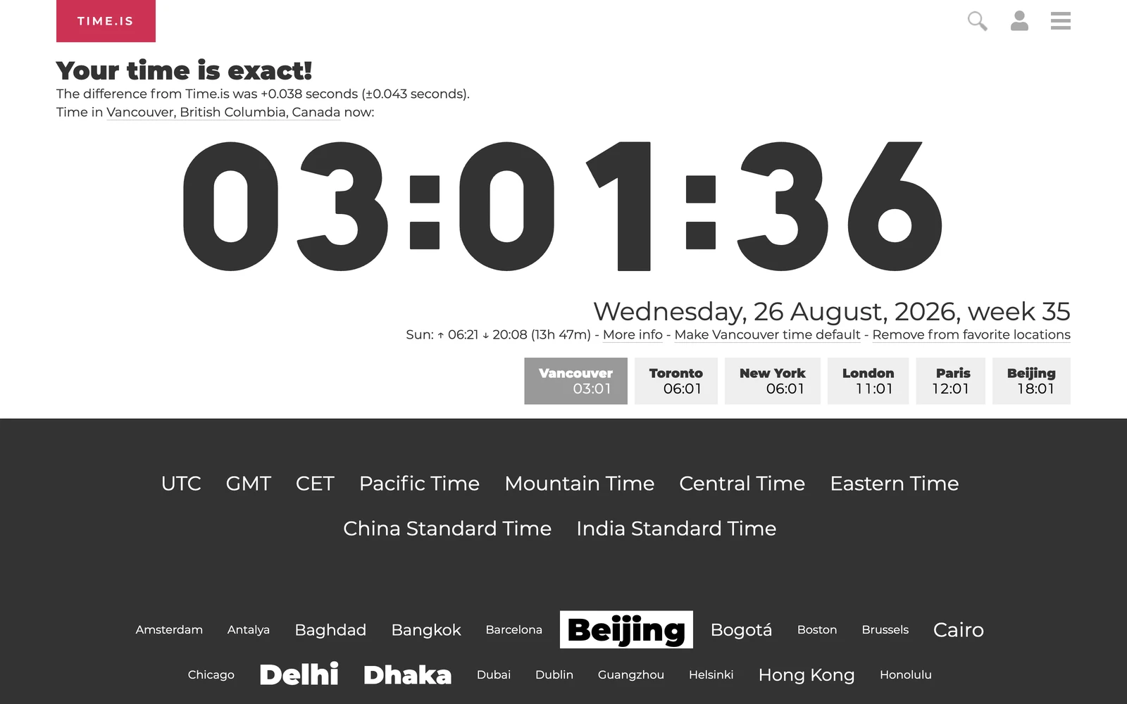 Top screenshot of Time.Is