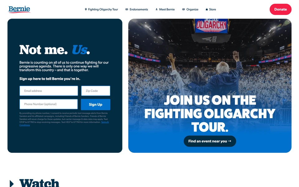Screenshot of BernieSanders.com