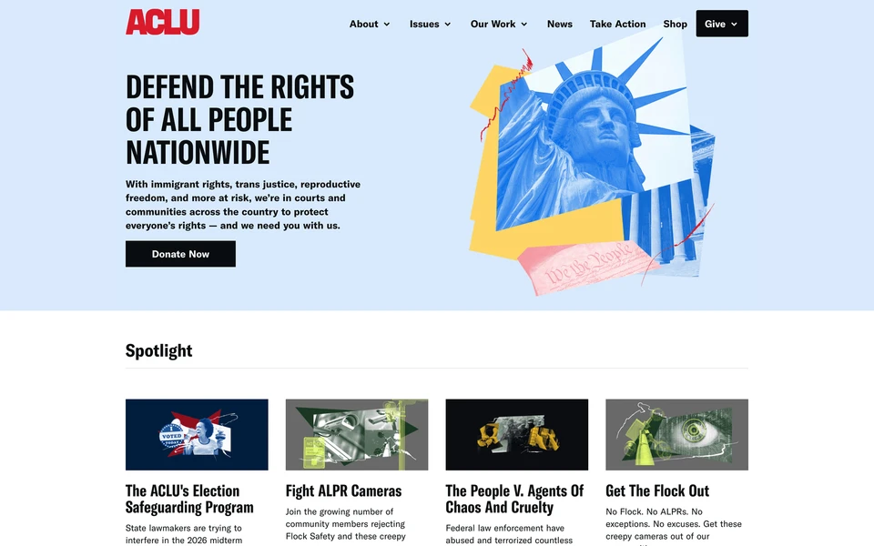 Screenshot of ACLU.org
