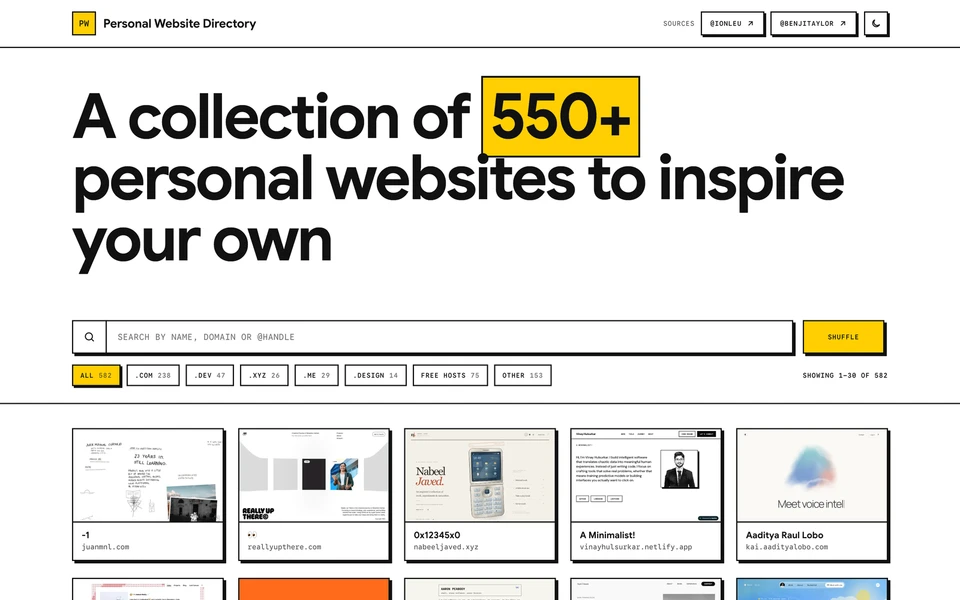 Screenshot of PersonalWebsiteDirectory.com