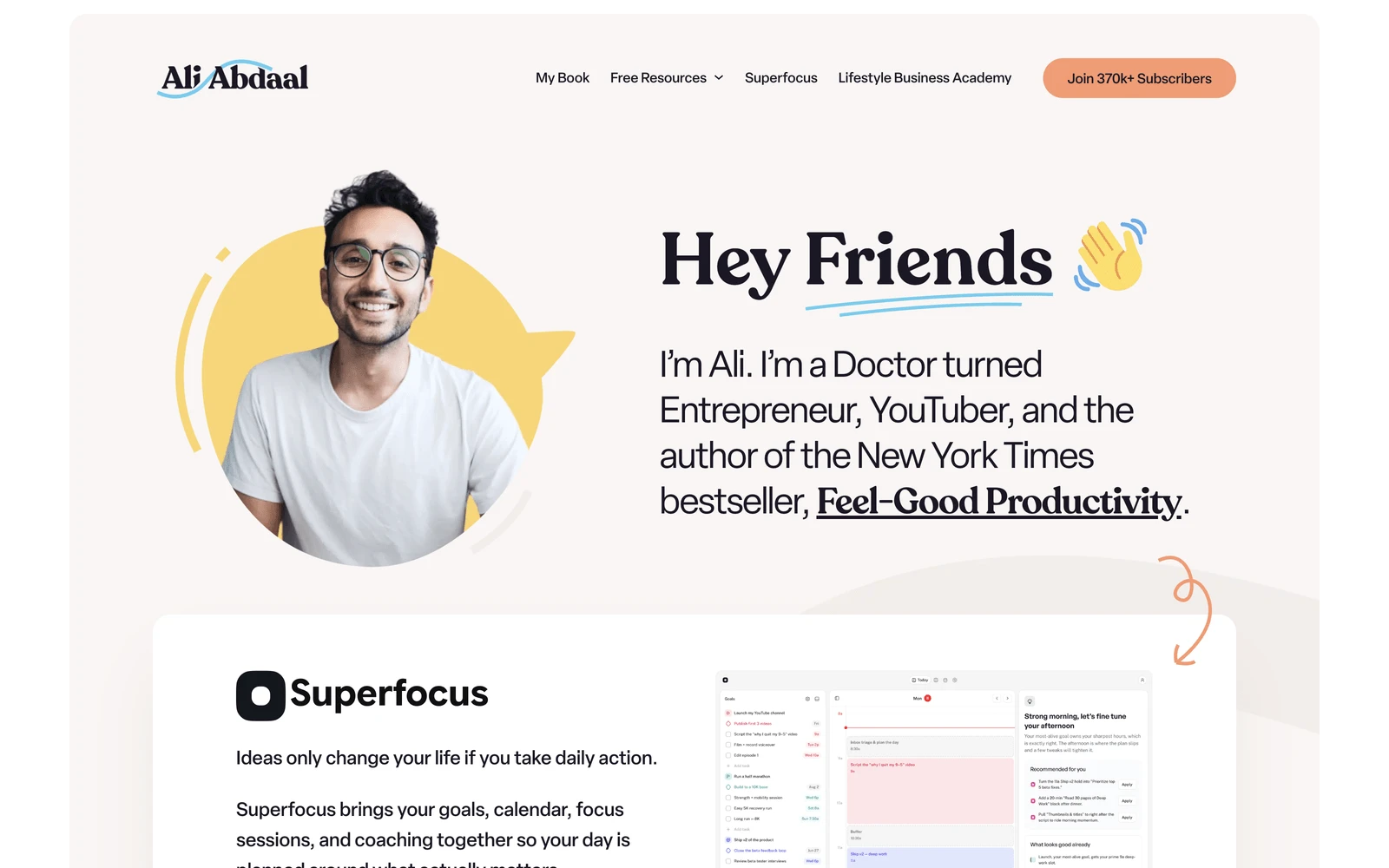 Top screenshot of AliAbdaal.com