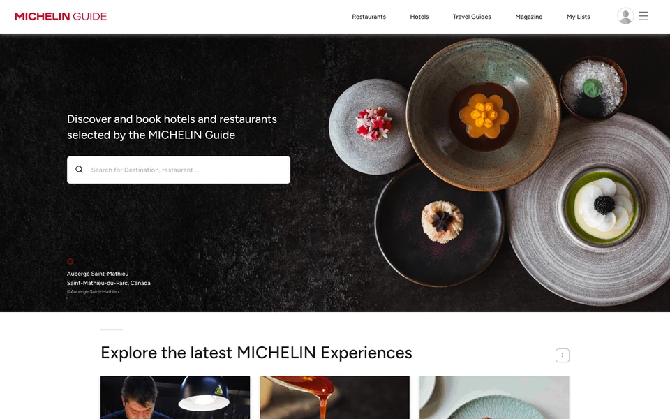 Screenshot of Michelin.com Guide