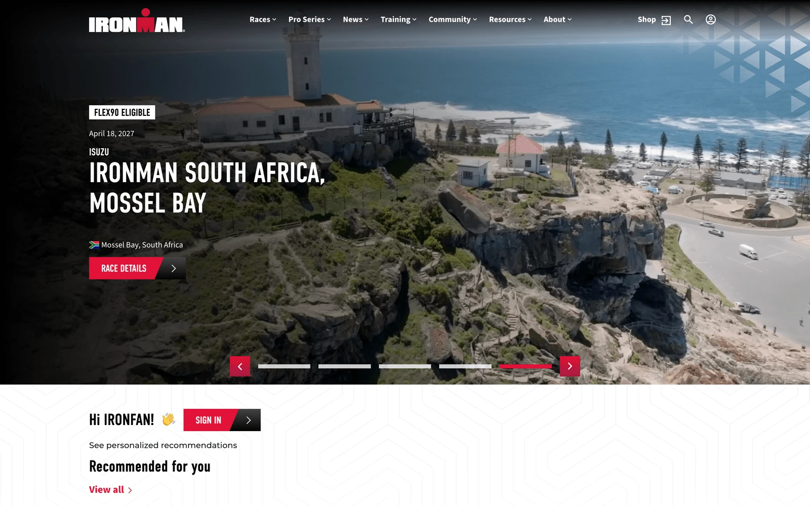 Top screenshot of IRONMAN.com