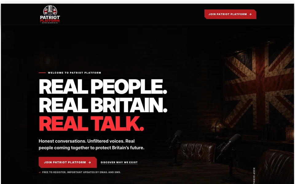 Screenshot of PatriotPlatform.co.uk