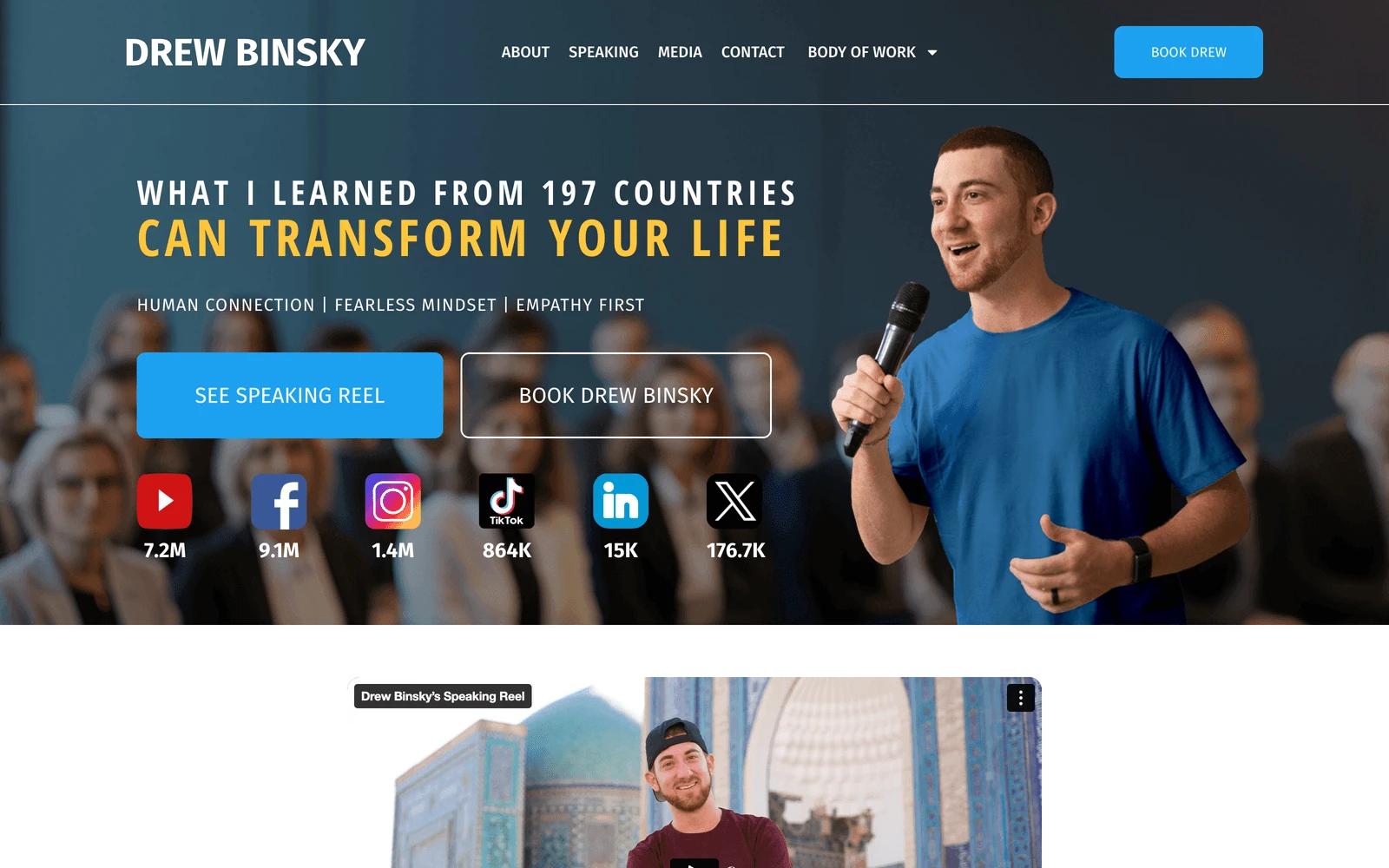 Top screenshot of DrewBinsky.com