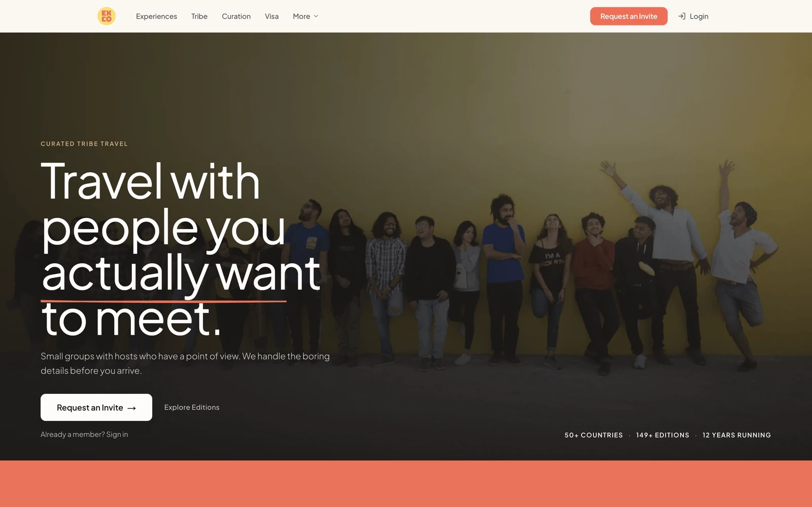 Top screenshot of TheExperience.co