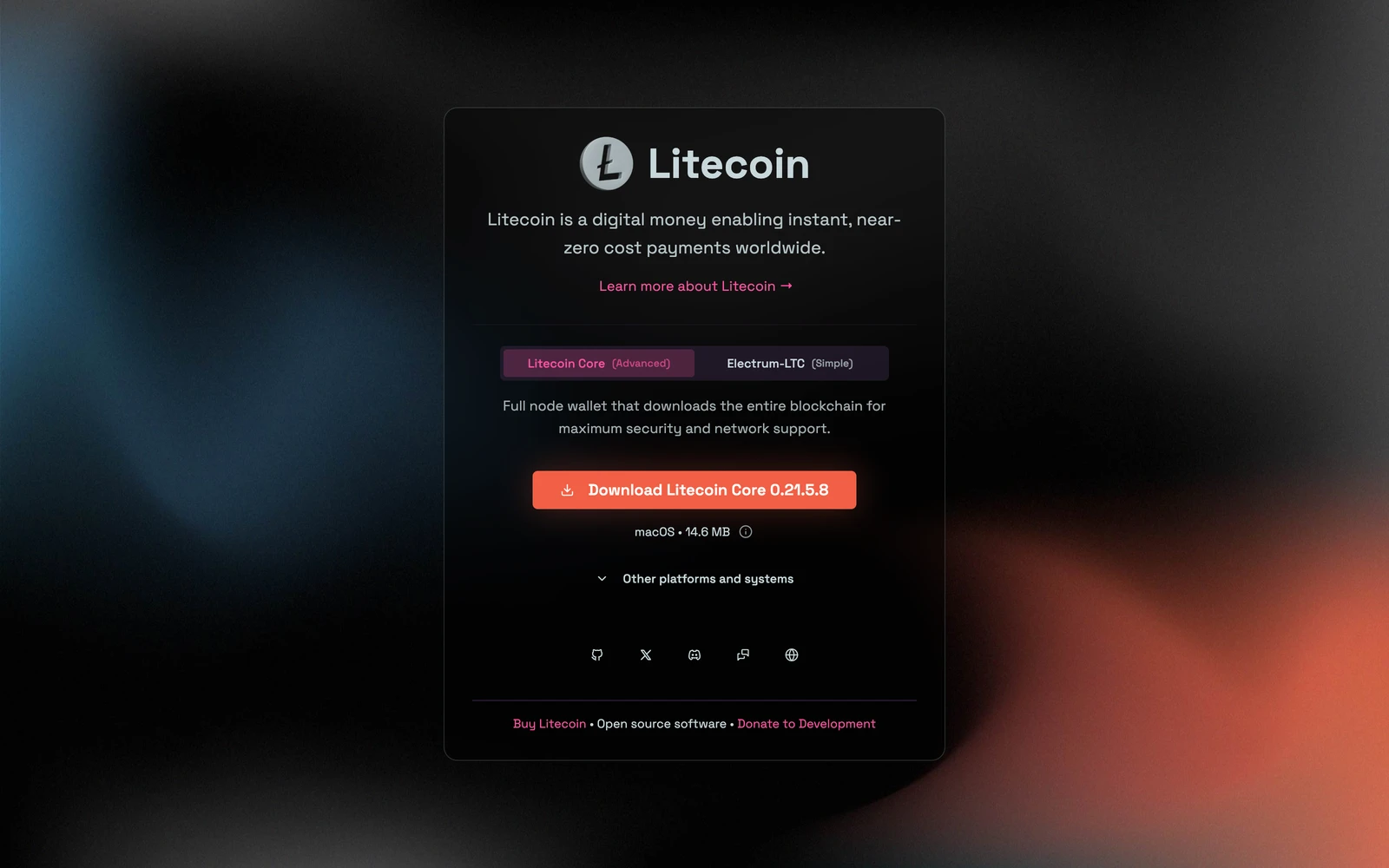 Top screenshot of Litecoin.org
