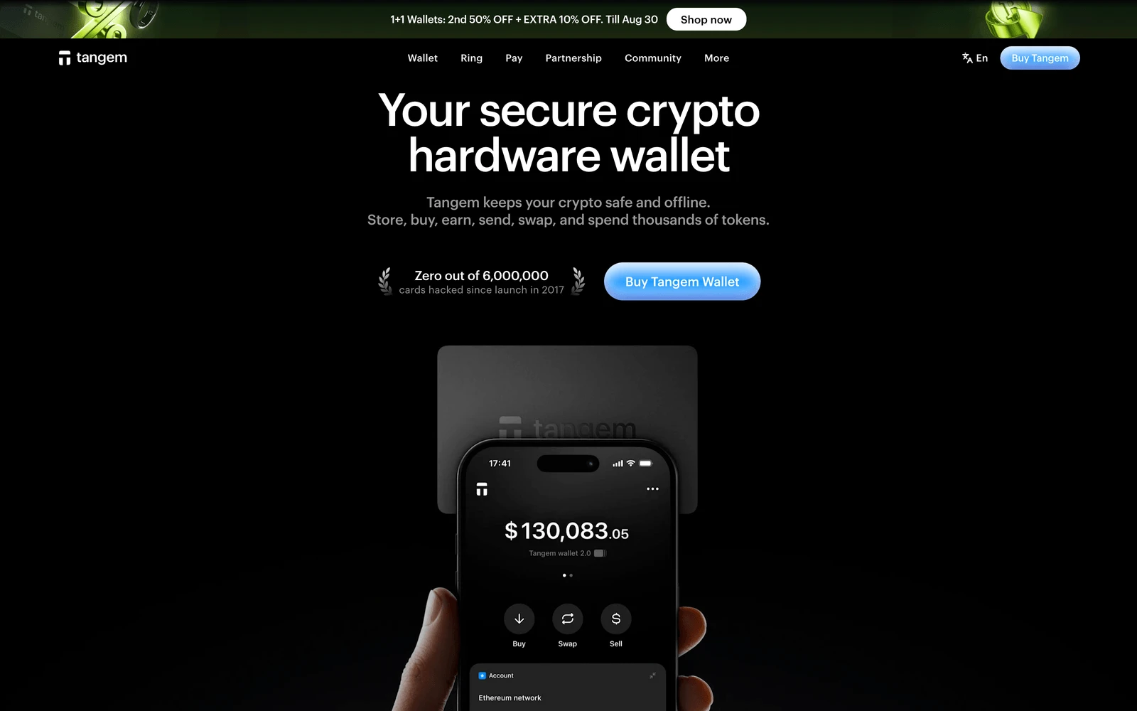 Top screenshot of Tangem.com