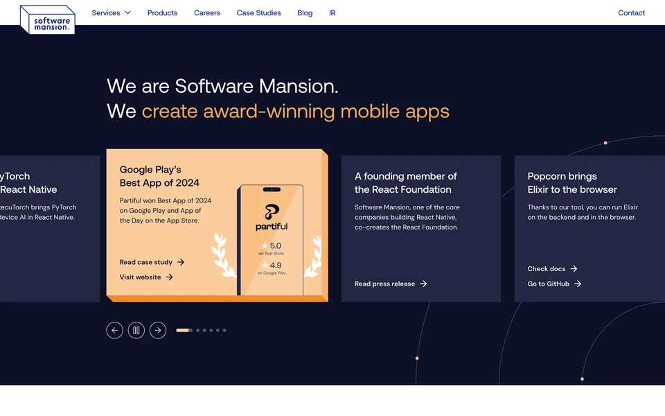 Screenshot of SWMansion.com