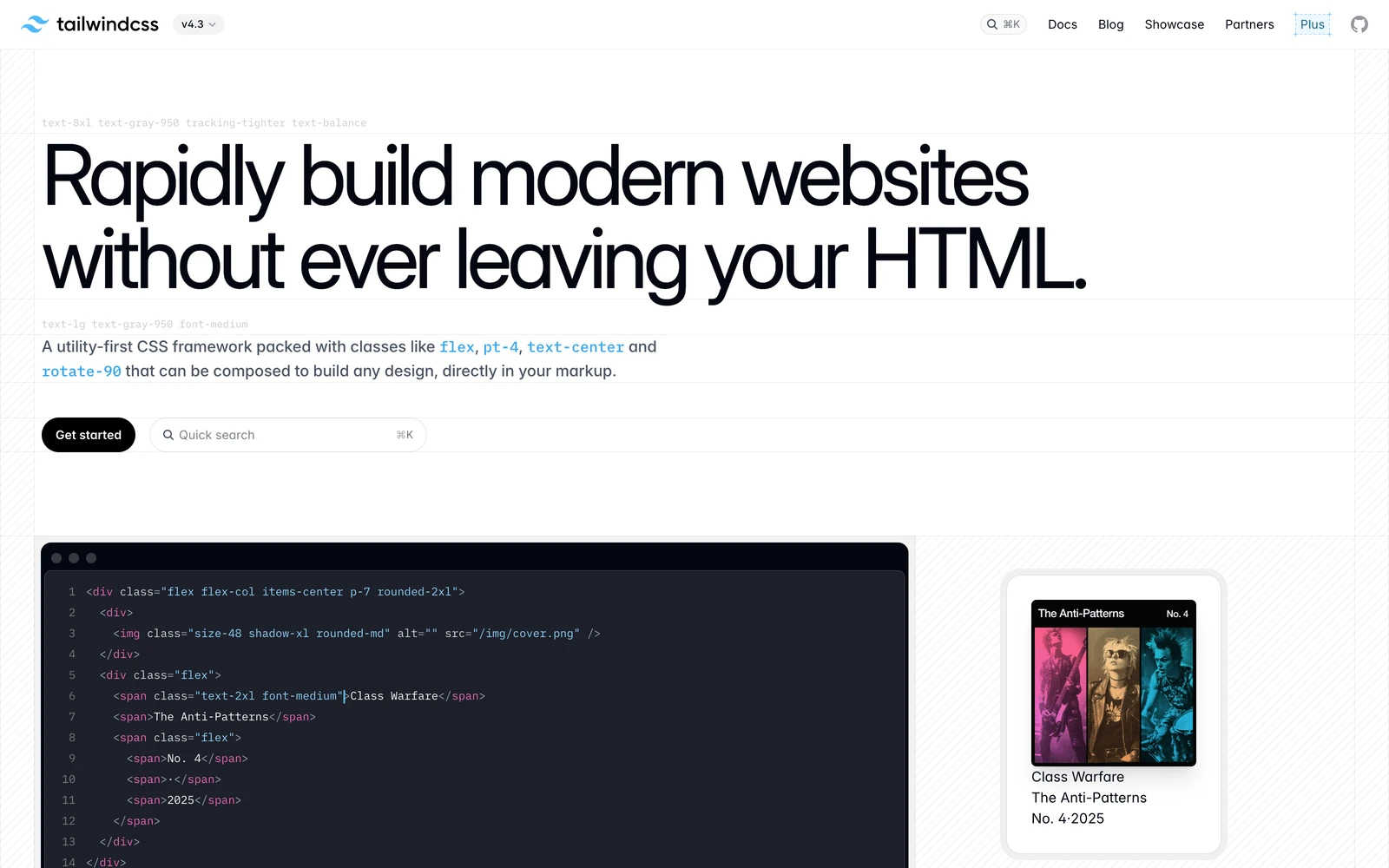 Top screenshot of TailwindCSS.com