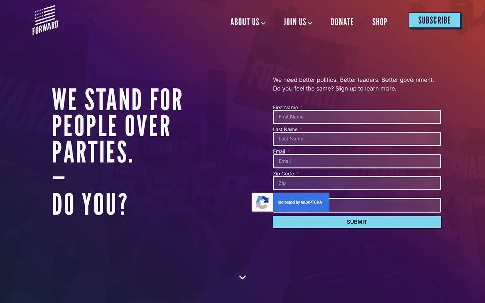 Screenshot of ForwardParty.com